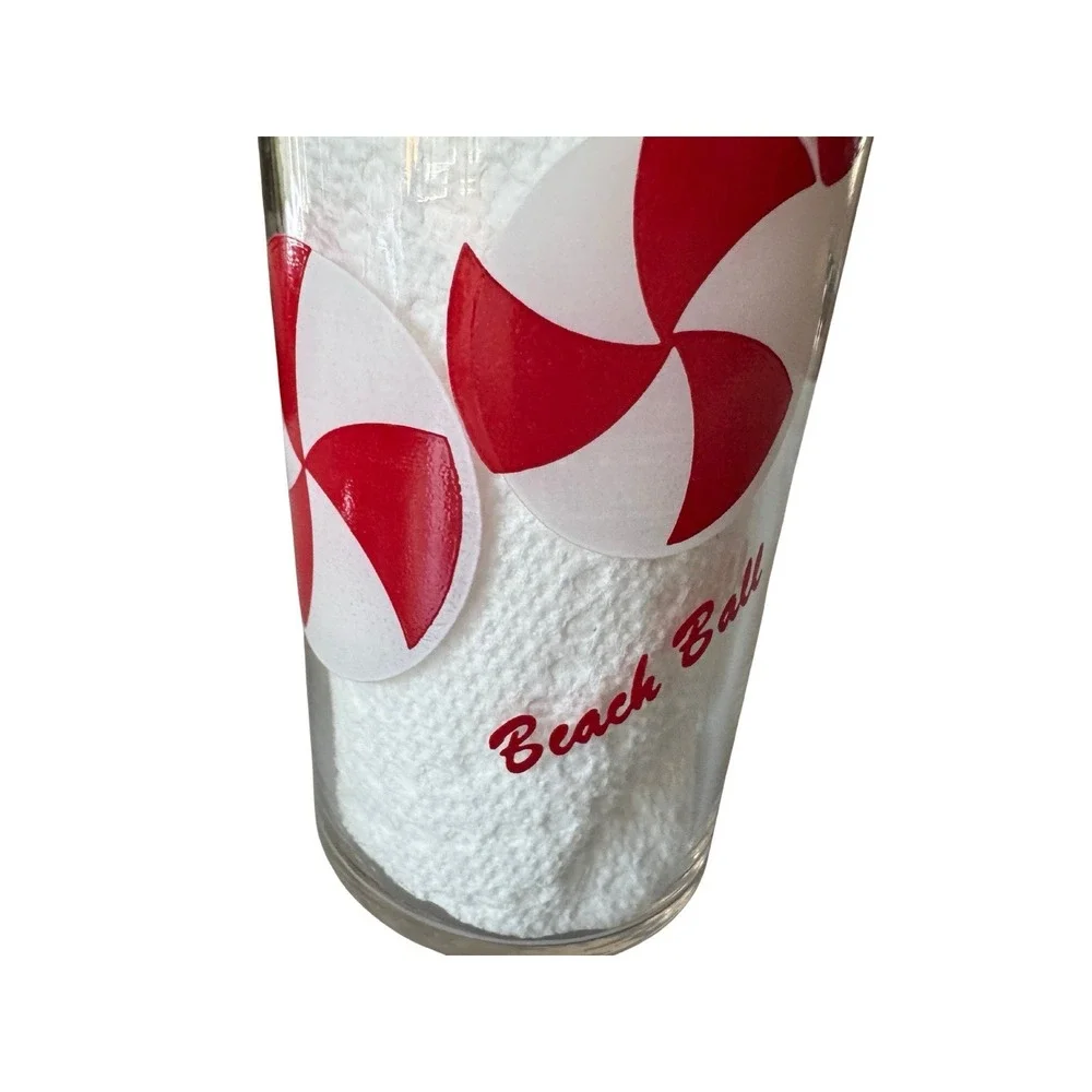 Vintage Libbey Tom Collins Glass Beach Ball Red White 1960s Retro Barware